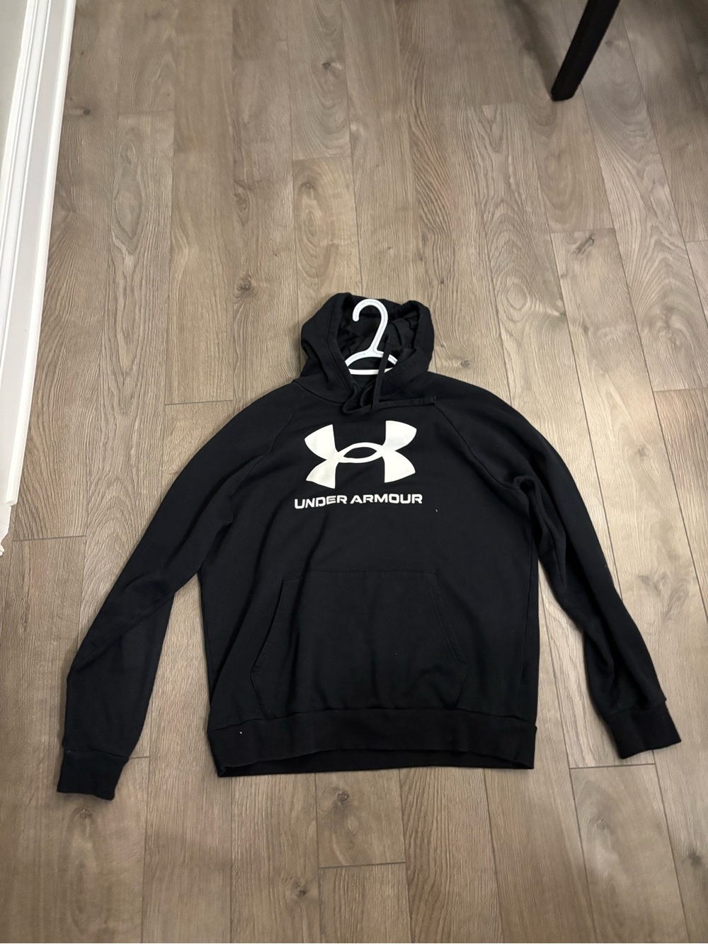 Under Armour Black Pullover Hoodie with White Logo
